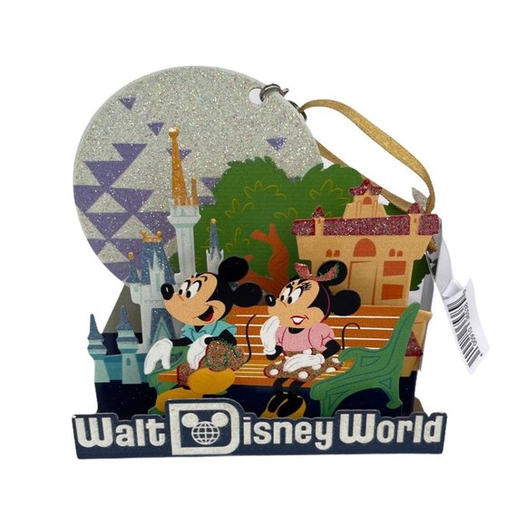 Walt Disney World Mickey and Minnie Mouse Metal Diorama Ornament - Picture 1 of 6